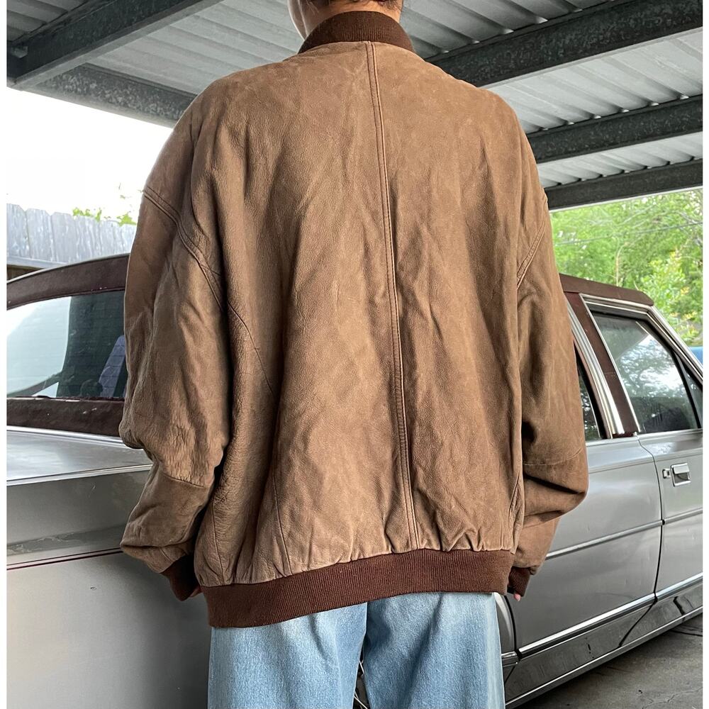 🔥VTG 90s Body Equip Suede Leather Distressed Rusty Bomber Jacket Men’s L- XL - Picture 4 of 16